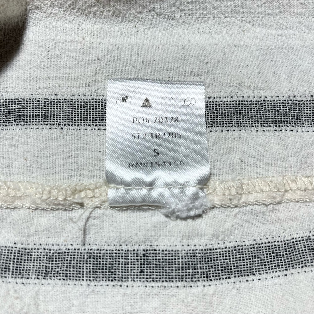 MOD REF Striped Button Down Shirt Womens S Oversized 100% Cotton White Gray - Picture 7 of 9
